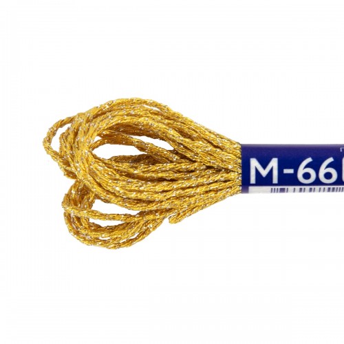 Нитки для вышивания "Gamma"   мулине NM   металлик   100\% полиэстер   12 x  6 м M-66 желтый/серебристый