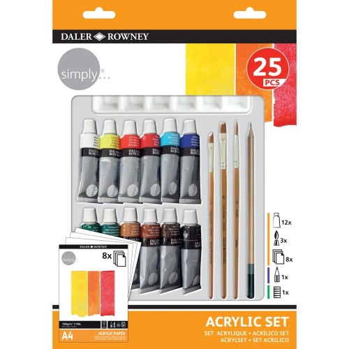 Краска акриловая "Daler Rowney"   набор Simply   12 цв. х  12 мл 126500410