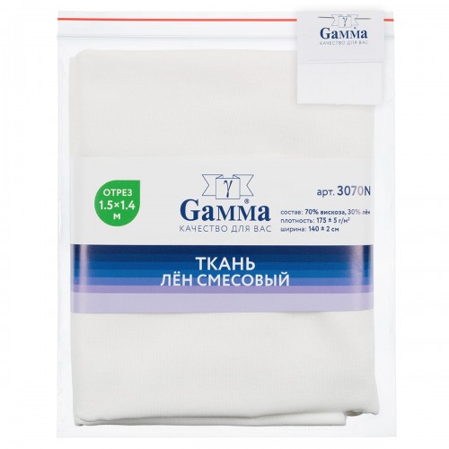 Ткань 3070N   Лен смесовый   ФАСОВКА   175 г/кв.м ± 5 г/кв.м  150 х  140 см  70\% вискоза, 30\% лён №018 молочный