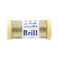 Нитки для вышивания "Gamma"   "Brill" мулине М   металлик   100\% полиэстер   5 x  50 м M-106 св.золотистый