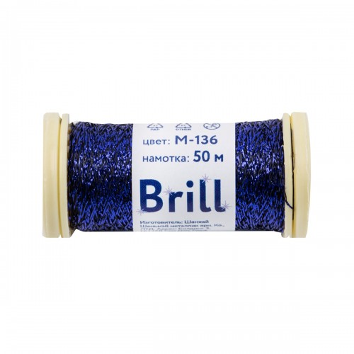 Нитки для вышивания "Gamma"   "Brill" мулине М   металлик   100\% полиэстер   5 x  50 м M-136 черный/синий