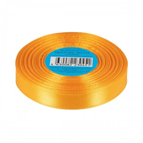 Лента атласная 12 мм ( 1/2 ")  "Gamma"   33 м ± 2 м №525L(14-0850) желтый