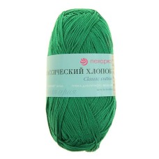 Пряжа Пехорская ПТ "Классический хлопок"   100\% мерсеризованный хлопок   5 шт. х  100 г  250 м №480 яр.зелень