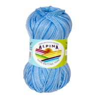Пряжа ALPINA "HOLLY MELANGE"   100\% мерсеризованный хлопок   10 шт. х  50 г  200 м ± 10 м №06 голубой/т.голубой