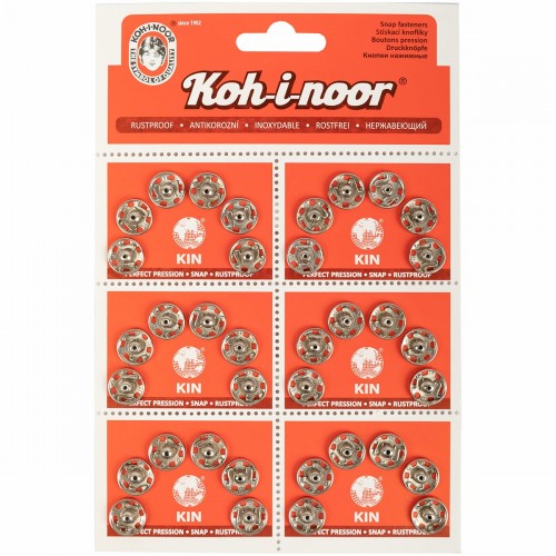 Кнопка пришивная "KOH-I-NOOR"   10 (KIN1000 №4)   металл  d 12 мм  6 x  6 шт. под никель