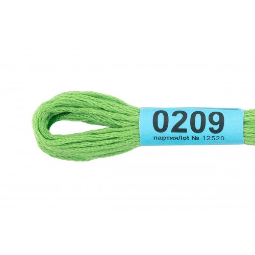 Нитки для вышивания "Gamma"    мулине  ( 0207-0819 )  100\% хлопок   24 x  8 м №0209 св-зелёный