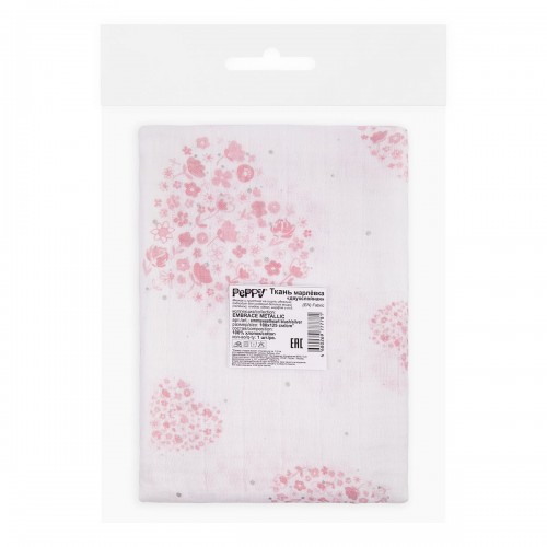 Ткань "PEPPY"   Ткань муслиновая   ФАСОВКА   EMBRACE METALLIC   100\% хлопок   100 х  125 см ± 2 см  Shannon Fabrics emmsweetheart blush/silver