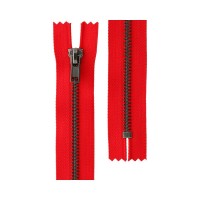 Молния Металл оксид (черный никель) ZIP 5B   однозамковая   16 см Тип 5   10 шт  неразъёмная   "Gamma" №145 т.красный