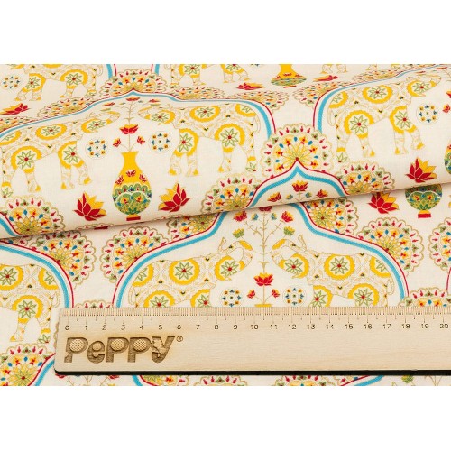 Ткань для пэчворка PEPPY   ИНДИЙСКОЕ САРИ   ФАСОВКА   50 x 55 см  146 г/кв.м ± 5   100\% хлопок ИС-09 кремовый