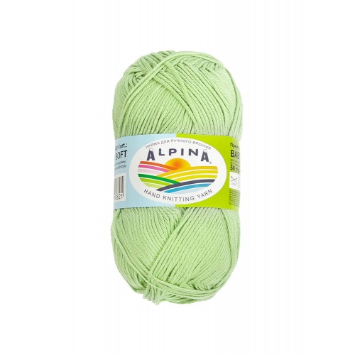Пряжа ALPINA "BABY SUPER SOFT"   50\% хлопок, 50\% бамбук   10 шт. х  50 г  150 м ± 10 м №07 св.зеленый
