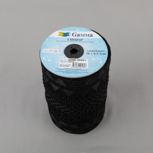 Гипюр "Gamma"   200 мм  GGM-20001   в пакете   10 м ± 0.2   Турция черный