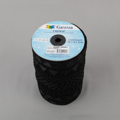 Гипюр "Gamma"   200 мм  GGM-20001   в пакете   10 м ± 0.2   Турция черный