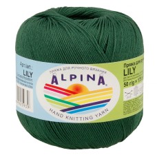 Пряжа ALPINA "LILY" 2   100\% мерсеризованный хлопок   10 шт. х  50 г  175 м ± 5 м №138 зеленый