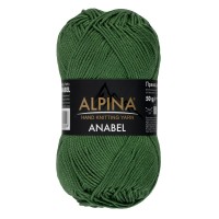 Пряжа ALPINA "ANABEL"   100\% мерсеризованный хлопок   10 шт. х  50 г  120 м ± 6 м №163 т.зеленый