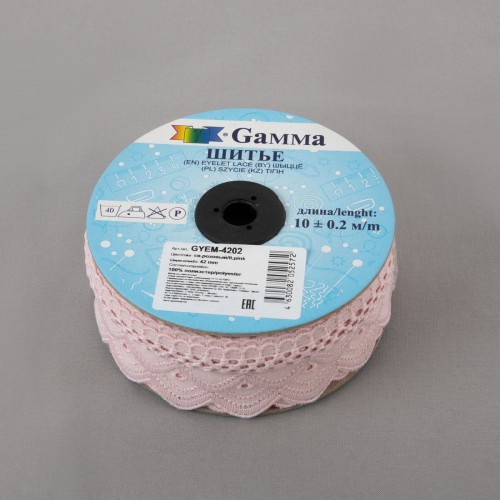 Шитье "Gamma"   42 мм  GYEM-4202   в рулоне   10 м ± 0.2 м  Турция св.розовый