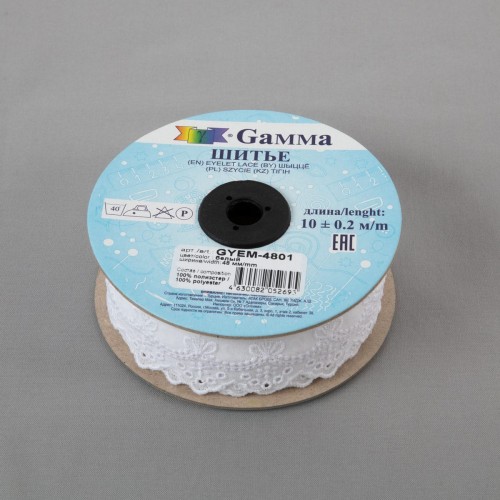 Шитье "Gamma"   38 мм  GYEM-4801   в рулоне   10 м ± 0.2 м  Турция белый