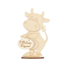 Заготовка для декорирования "Mr. Carving"   ВД-959   Бычок на подставке   фанера   12  х 8.5 х  3 см  СК/Распродажа .