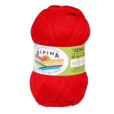 Пряжа ALPINA "XENIA"   100\% мерсеризованный хлопок   10 шт. х  50 г  240 м ± 10 м №180 красный