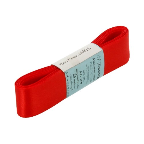 Лента атласная 25 мм ( 1 ")  "Gamma"   AL-25P   ФАСОВКА   5 x  5.4 м №026 красный