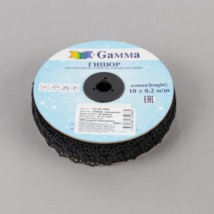 Гипюр "Gamma"   28 мм  GGM-2802   в рулоне   10 м ± 0.2 GP002BL черный