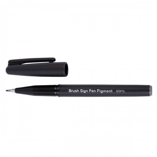 "Pentel"   Фломастер-кисть Brush Sign Pen Pigment   1,1 - 2,2 мм   пулевидный SESP15-N серый цвет