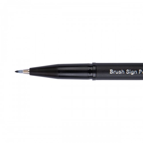 "Pentel"   Фломастер-кисть Brush Sign Pen Pigment   1,1 - 2,2 мм   пулевидный SESP15-N серый цвет