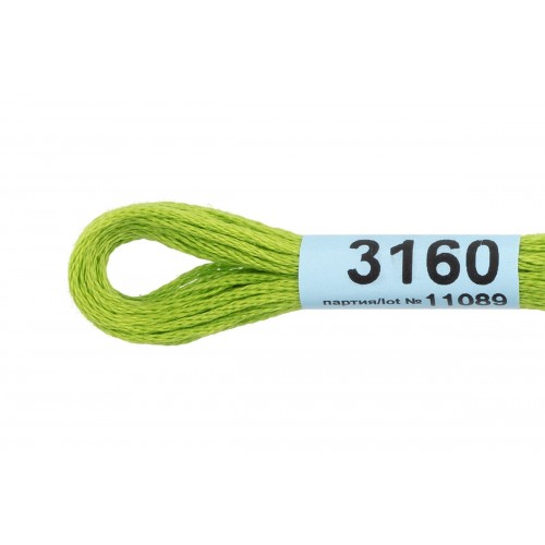 Нитки для вышивания "Gamma"    мулине  ( 3071-3172 )  100\% хлопок   24 x  8 м №3160 яр.зеленый