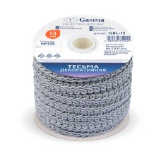 "Gamma"   тесьма декоративная "Булет"   GBL-15   13 мм  33 м ± 0.5 м №139  серый