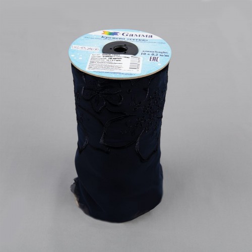 Кружево "Gamma"   "шифон"   190 мм  SHKM-19001   в рулоне   10 м ± 0.2   Турция SF009DBLU (105) т.синий