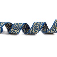 Лента жаккардовая 18 мм  "Gamma"   С1856Г17 рис.8681   25 м  отделочная синий/золото