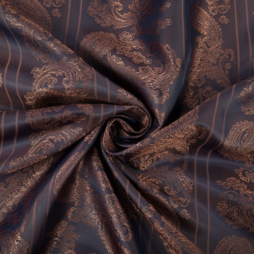 Ткань подкладочная "Gamma"   Taffeta с рисунком   ФАСОВКА   JTR   52\% полиэстер, 48\% вискоза   100 х  145 см ± 2 см №052 синий с бронзовым узором