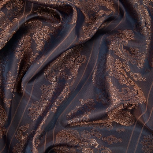 Ткань подкладочная "Gamma"   Taffeta с рисунком   ФАСОВКА   JTR   52\% полиэстер, 48\% вискоза   100 х  145 см ± 2 см №052 синий с бронзовым узором