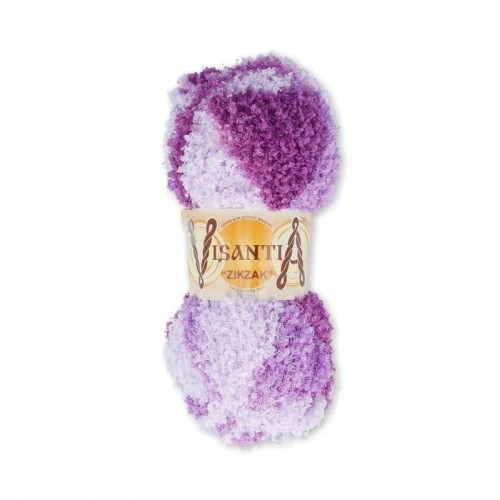 Пряжа VISANTIA "ZIKZAK"   100\% полиэстер   5 шт. х  100 г  100 м ± 3 м №2220 белый-св.сиреневый