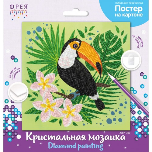 Кристальная (алмазная) мозаика  "ФРЕЯ" ALBP-319   постер "Тукан" 30 х 30 см