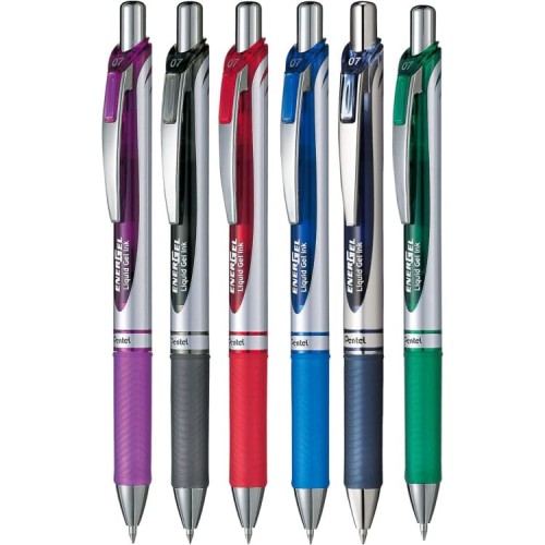 "Pentel"   Набор гелевых автоматич.ручек  Pentel EnerGel BL77 в футляре, 0.7 мм, 6 цветов  d 0.7 мм  6 шт. BL77-6 цвет чернил: ассорти