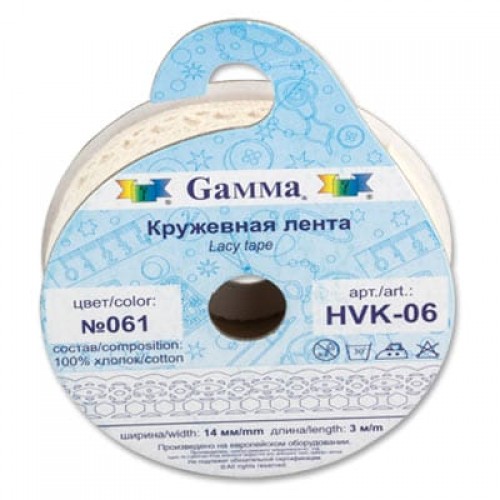 "Gamma"   кружевная лента   HVK-06   ФАСОВКА   14 мм  5 х  3 м  СК/Распродажа №113 черный