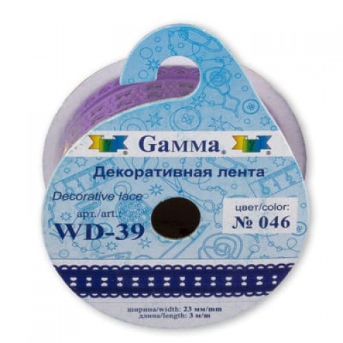 "Gamma"   лента декоративная   WD-39   ФАСОВКА   23 мм  5 х  3 м  СК/Распродажа №017 т.желтый