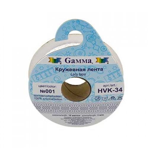 "Gamma"   кружевная лента   HVK-34   ФАСОВКА   17 -  19 мм  5 х  3 м  СК/Распродажа №113 черный