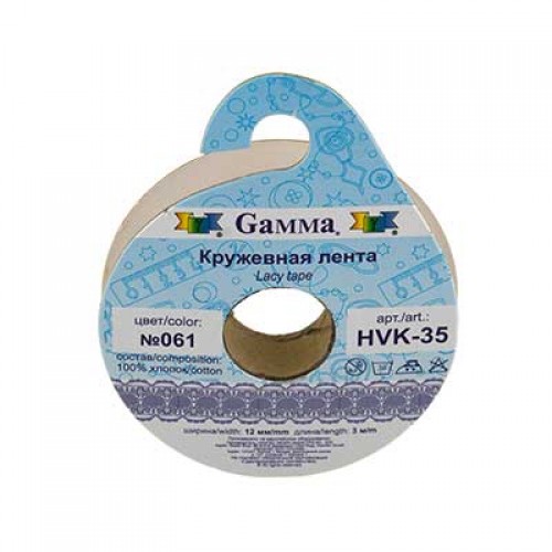"Gamma"   кружевная лента   HVK-35   ФАСОВКА   12 мм  5 х  3 м  СК/Распродажа №103 малиновый