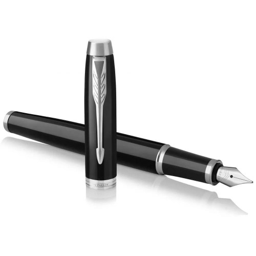"PARKER"   Ручка перьевая IM Black CT 1931644 черный глянцевый лак, хромированные детали