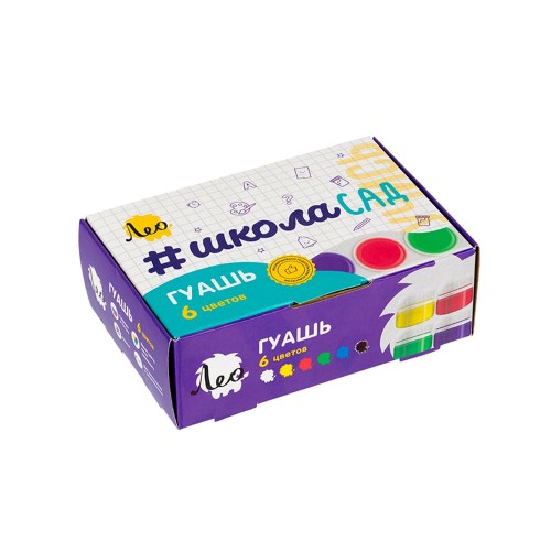 Краска гуашь "Лео"   "ШколаСад"   набор   LG-0106   6 цв. х  20 мл .