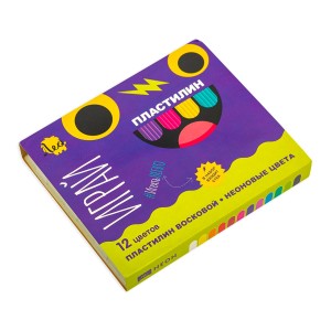 "Лео"   "Играй"   Пластилин восковой. Неоновые цвета   LPMCF-0112   144 г ( в картонной упаковке )  12 цв.  СК/Уценка .