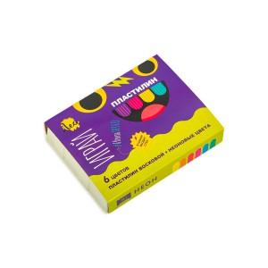 "Лео"   "Играй"   Пластилин восковой. Неоновые цвета   LPMCF-0106   72 г ( в картонной упаковке )  6 цв. .