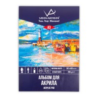"VISTA-ARTISTA"   Альбом для акриловой живописи   PAW-A3   290 г/м2  A3   42 х  30 см  склейка с одной стороны   в полиэтиленовой пленке   12 л. "Маяк"