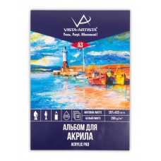 "VISTA-ARTISTA"   Альбом для акриловой живописи   PAW-A3   290 г/м2  A3   42 х  30 см  склейка с одной стороны   в полиэтиленовой пленке   12 л. "Маяк"