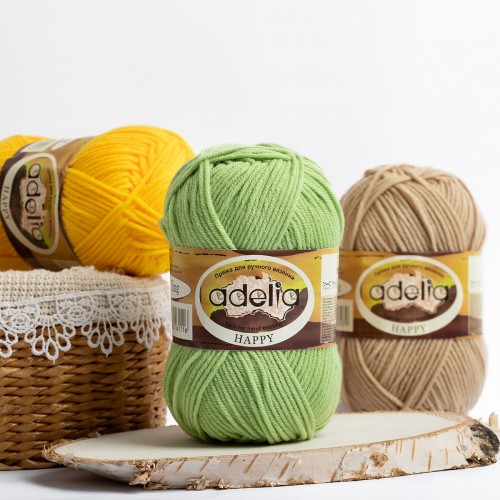 Пряжа ADELIA "HAPPY"   100\% акрил   10 шт. х  50 г  128 м ± 7 м №17 мятный