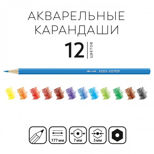 "Аква-колор"   "Изостудия"   IZO-WCPM12   Набор акварельных карандашей   заточенный   2 х  12 цв. в металлической коробке