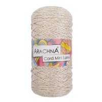Пряжа ARACHNA "Cord Mini Lurex"   90\% полиэфир, 10\% люрекс   3 шт. х  75 г ± 10 г  200 м ± 10 м №01 белый-золото