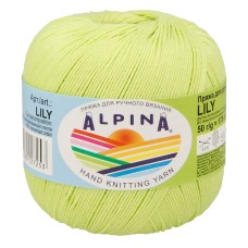 Пряжа ALPINA "LILY"   100\% мерсеризованный хлопок   10 шт. х  50 г  175 м ± 5 м №145 салатовый