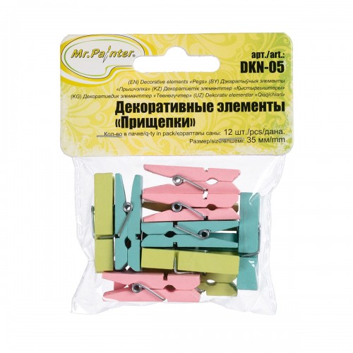 "Mr.Painter"   DKN-05   Декоративные элементы   3.5 см  5 х  12 шт. 05 "Утро" (розовый, салатовый, голубой)